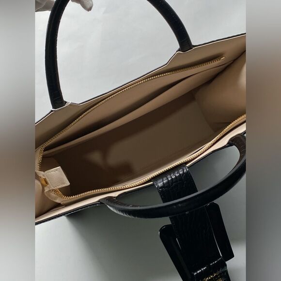 Mac Duggal Croco Leather Buckle Detail Maxi Tote Bag - Picture 9 of 12